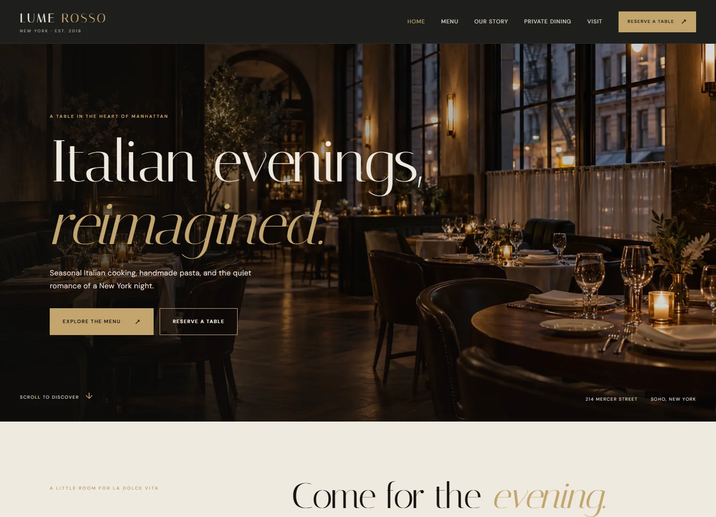 Lume Rosso website homepage — authentic desktop screenshot
